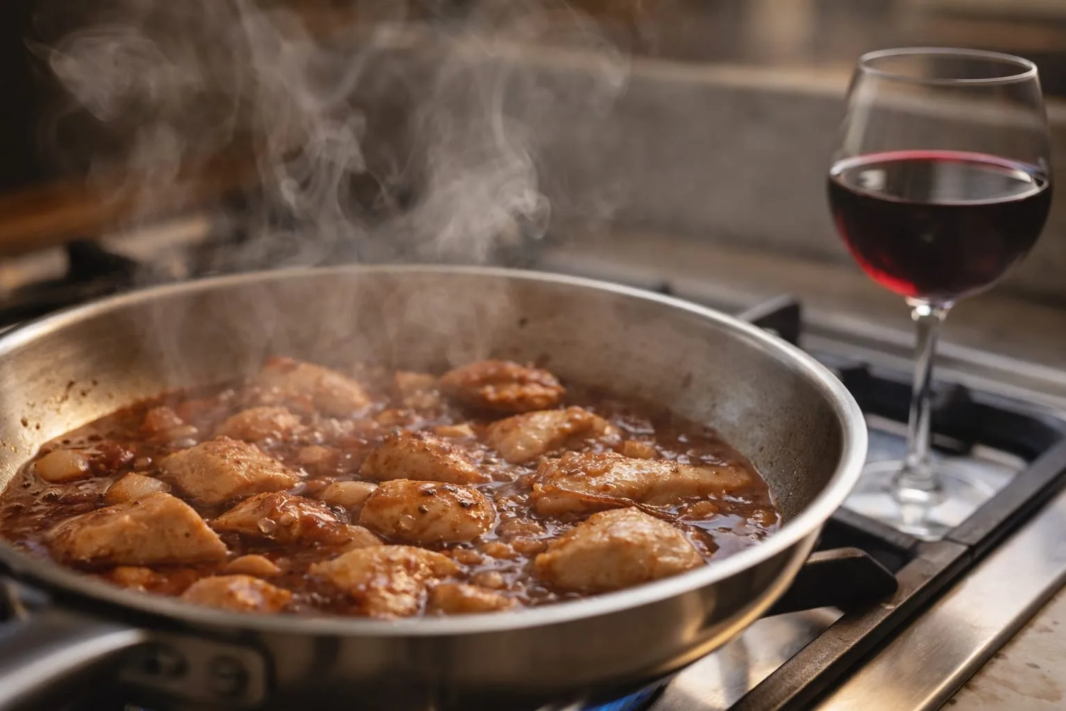 Cottura in padella con vino: cosa evapora davvero e cosa resta nel piatto