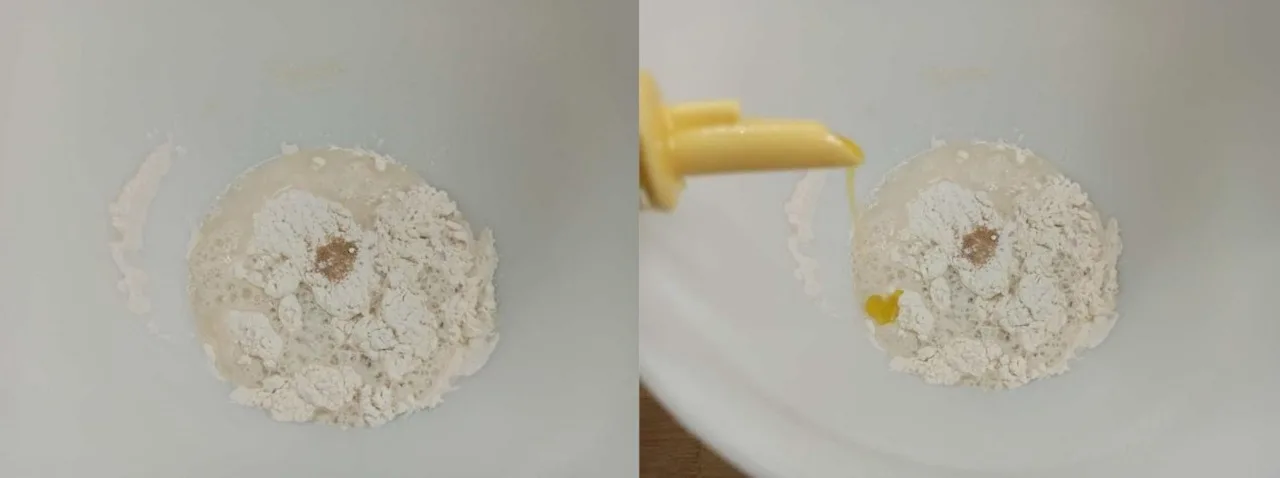 Aggiungere acqua e olio