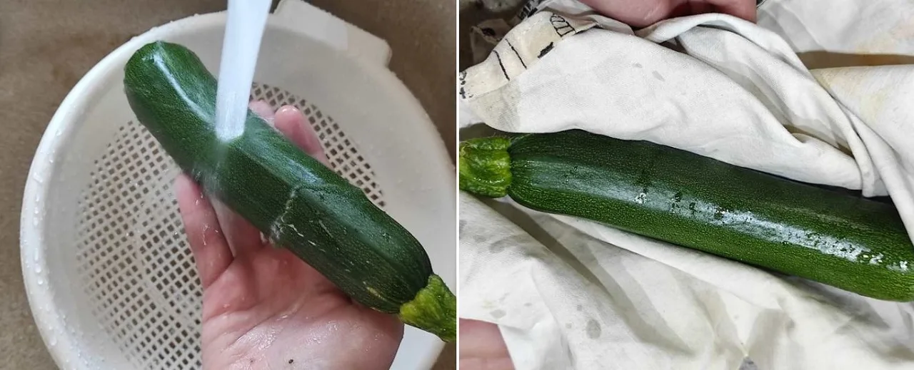 Lavare e asciugare le zucchine