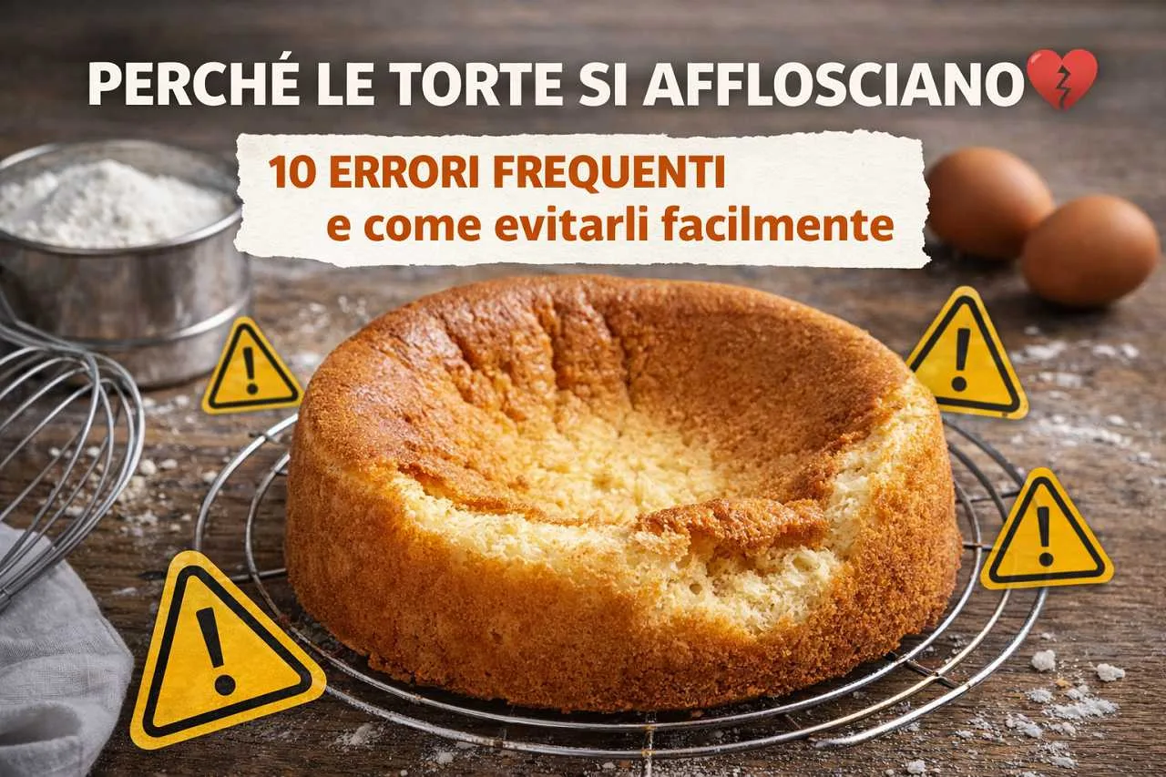 torta afflosciata al centro dopo la cottura con utensili da pasticceria