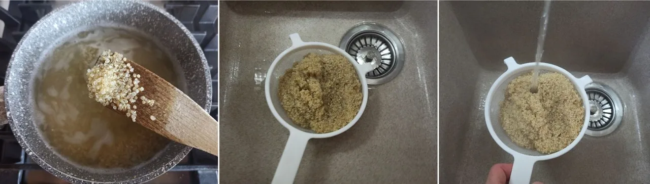 Scolare e raffreddare la quinoa