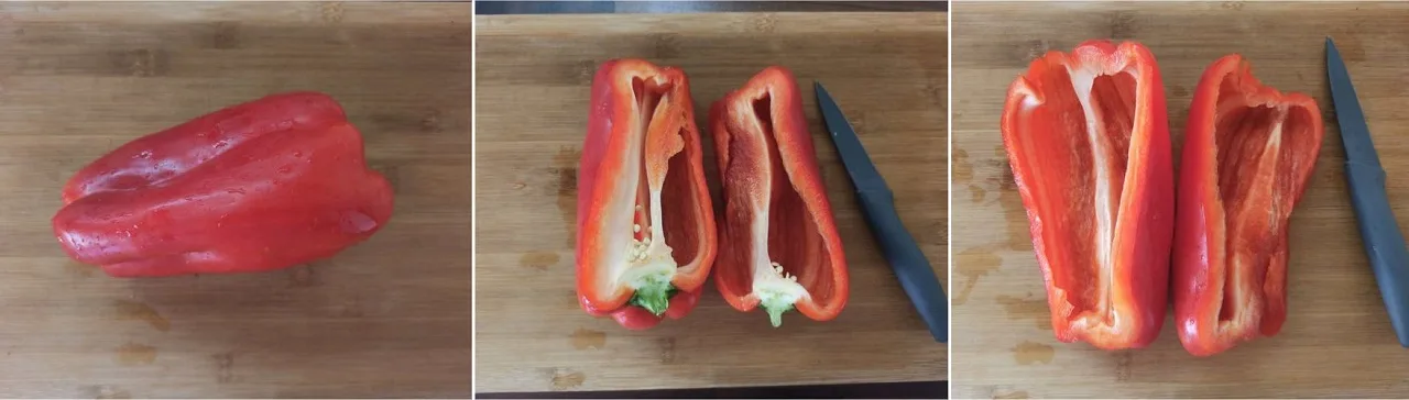 Lavare e pulire i peperoni