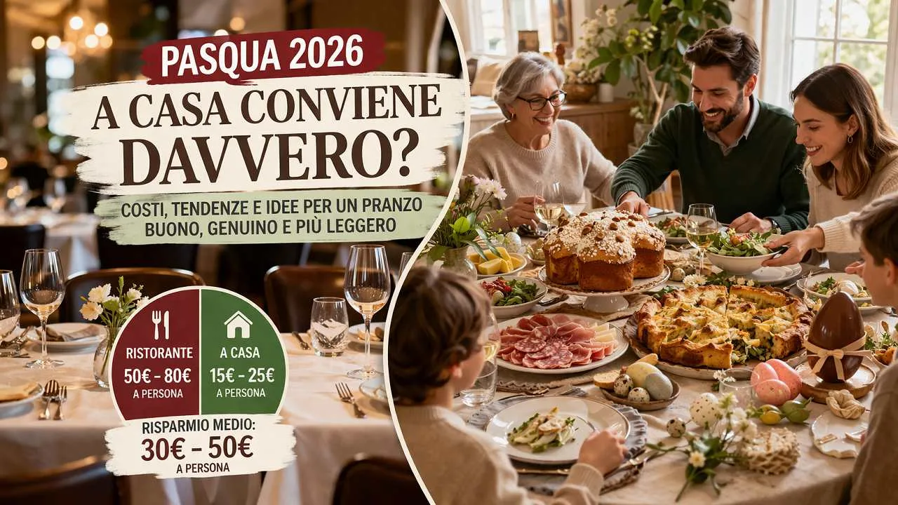 tavola di Pasqua a casa con famiglia e confronto con pranzo al ristorante costi